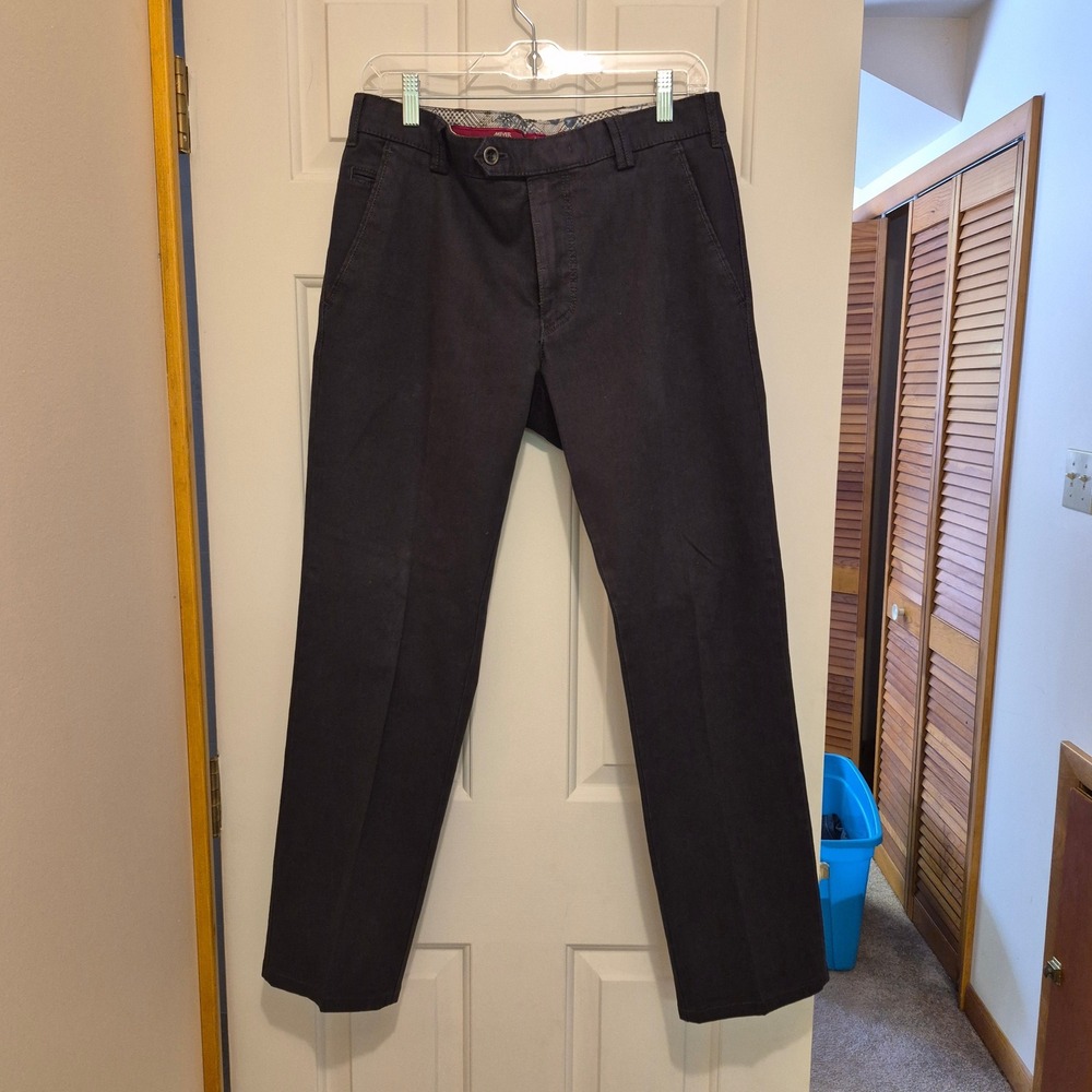 Meyer Palermo Modern Comfort Mens Pants Navy Blue Textured Chino 33x31 Germany